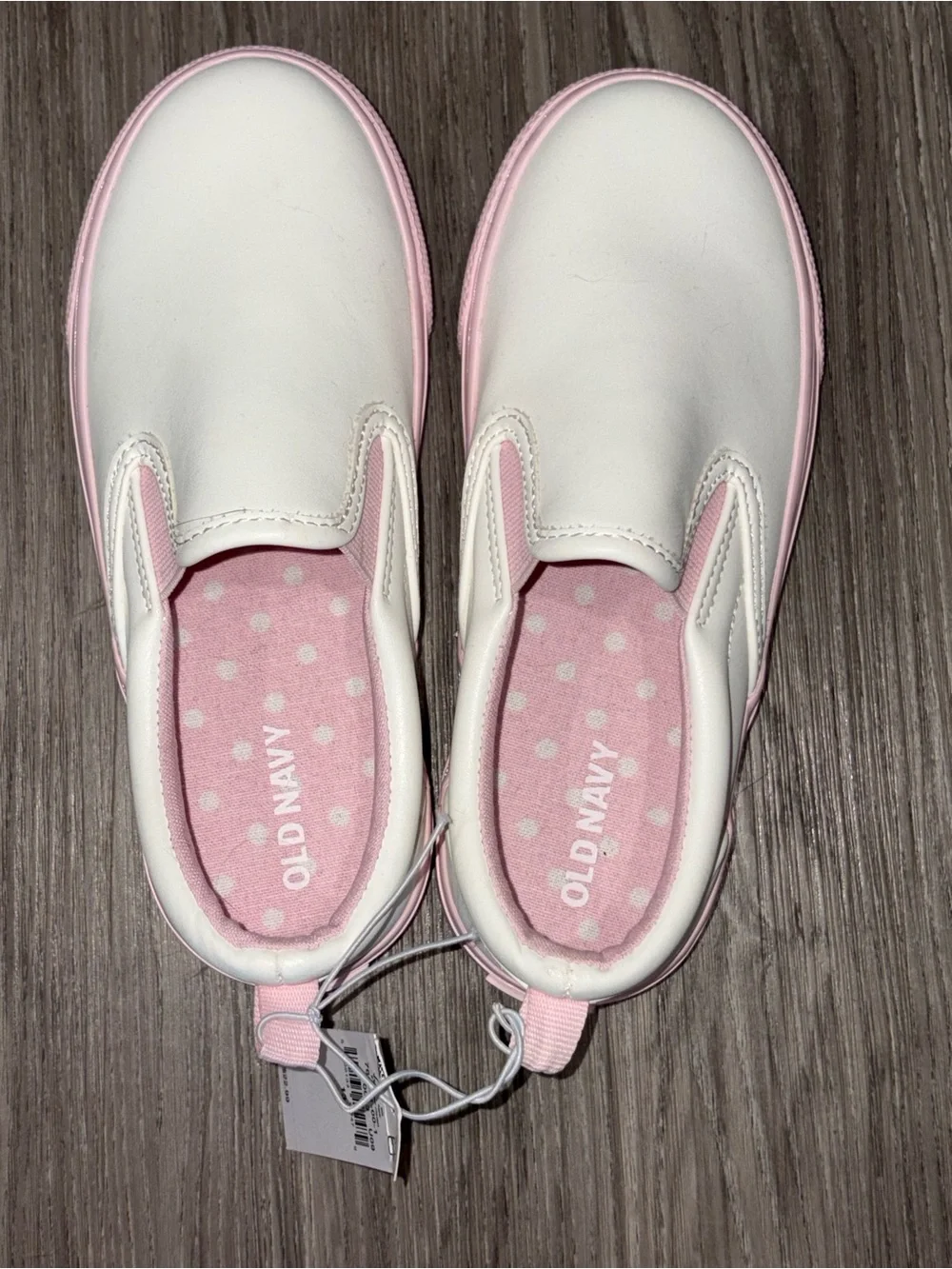 Old Navy White and Light Pink Girls Slip-Ons